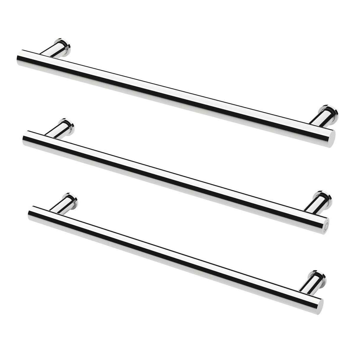 Phoenix Heated Triple Towel Rail Round 600mm - Chrome