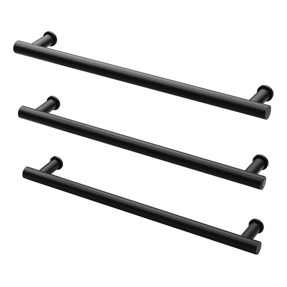 Phoenix Heated Triple Towel Rail Round 600mm - Matte Black