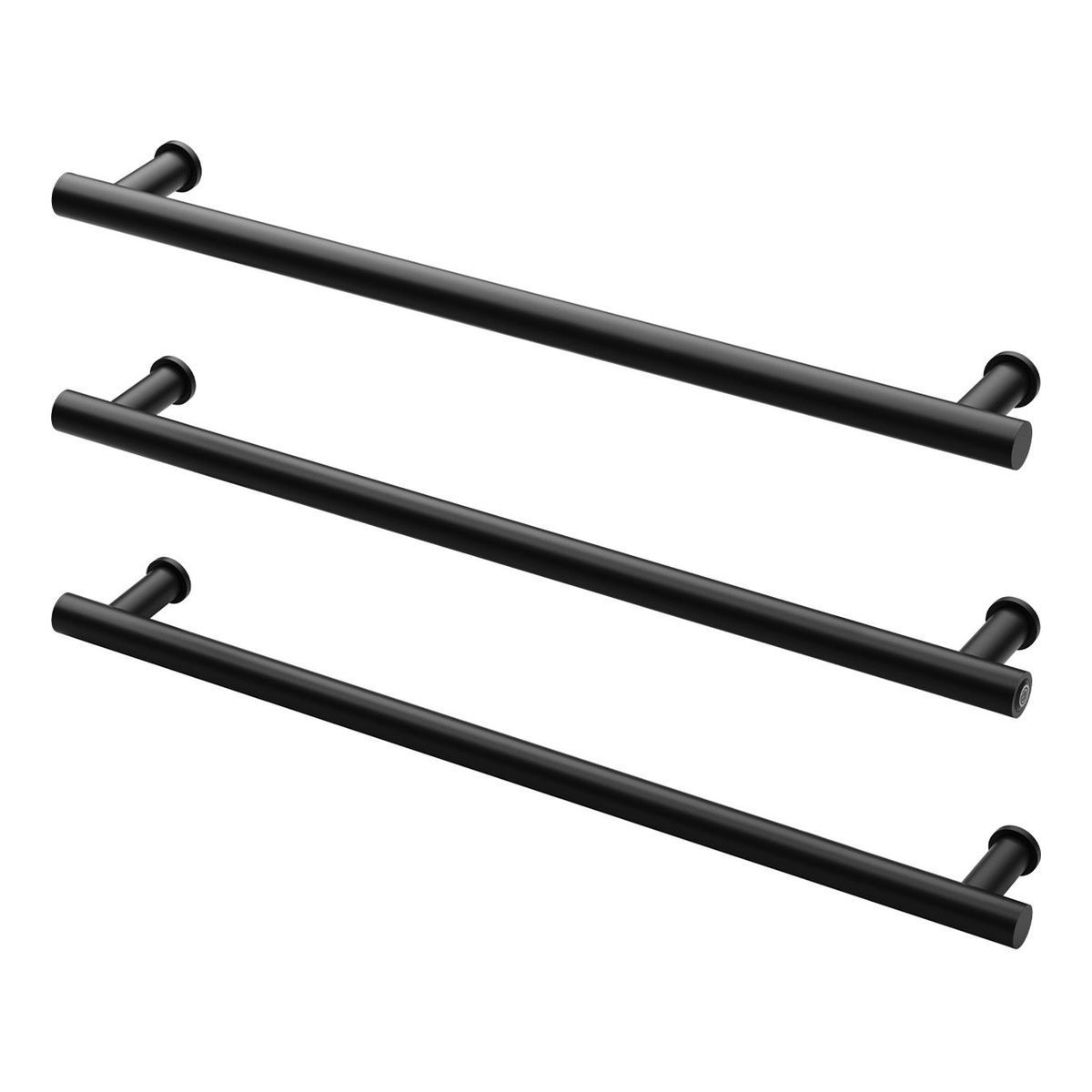 Phoenix Heated Triple Towel Rail Round 800mm - Matte Black