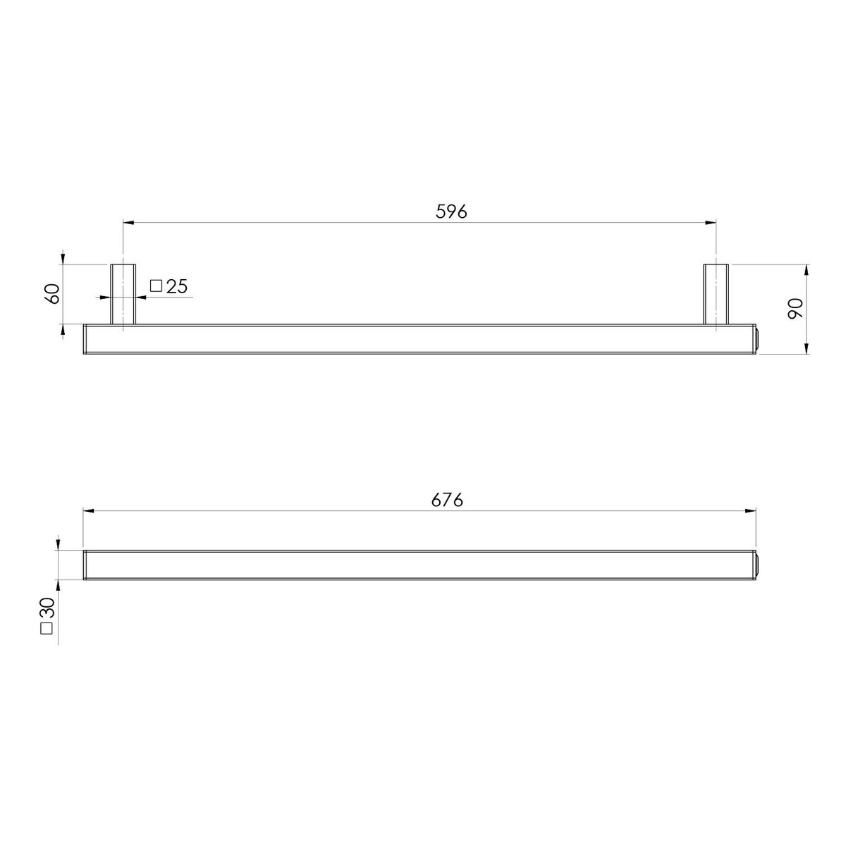 Phoenix Heated Towel Rail Square 600mm - Chrome