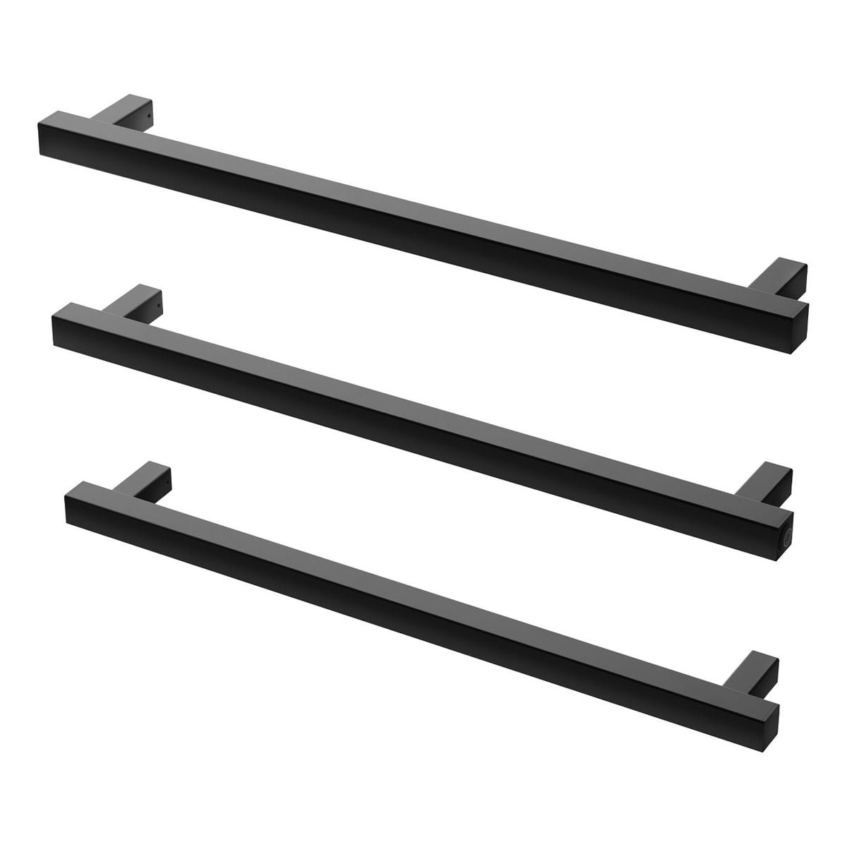 Phoenix Heated Triple Towel Rail Square 600mm - Matte Black