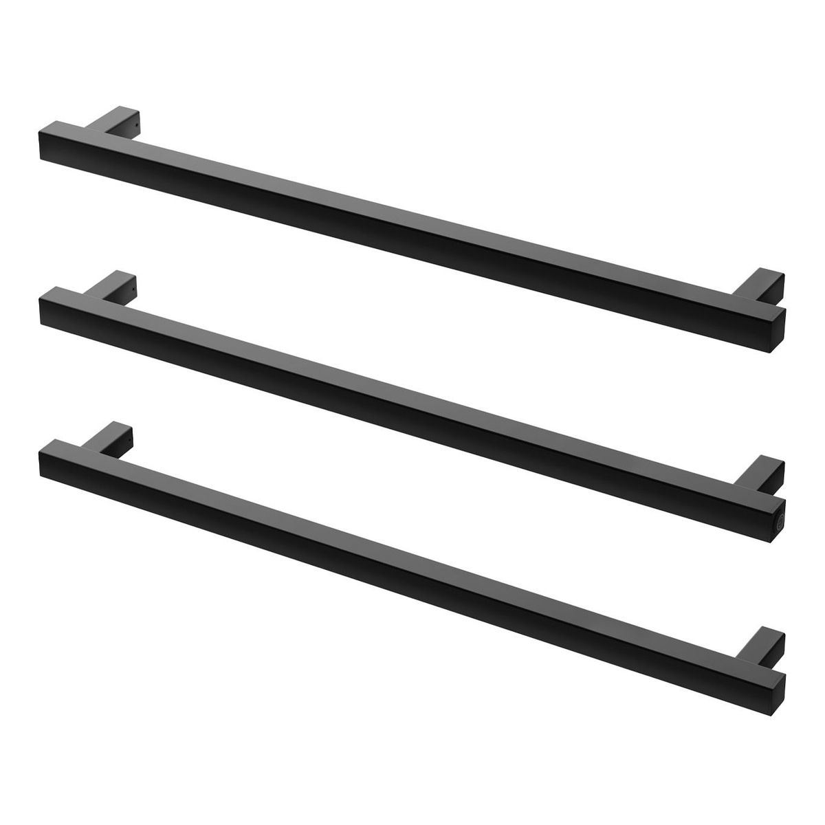 Phoenix Heated Triple Towel Rail Square 800mm - Matte Black