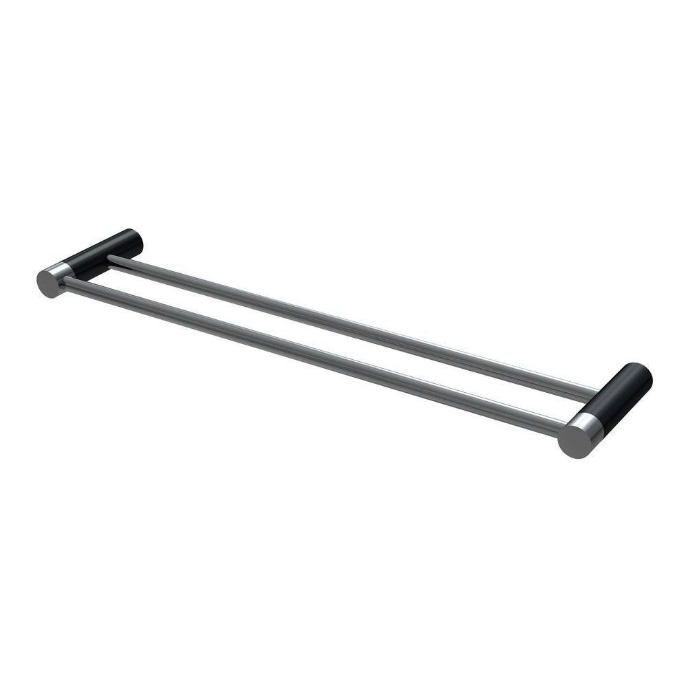 Finesa Double Towel Rail 600mm Chrome & Matte Black