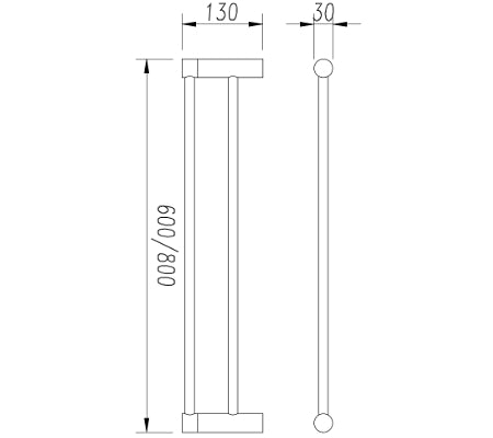 Finesa Double Towel Rail 800mm Brushed Nickel