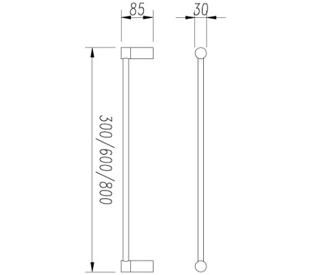 Finesa Single Towel Rail 600mm Chrome