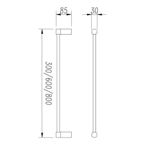 Finesa Single Towel Rail 600mm Matte Black