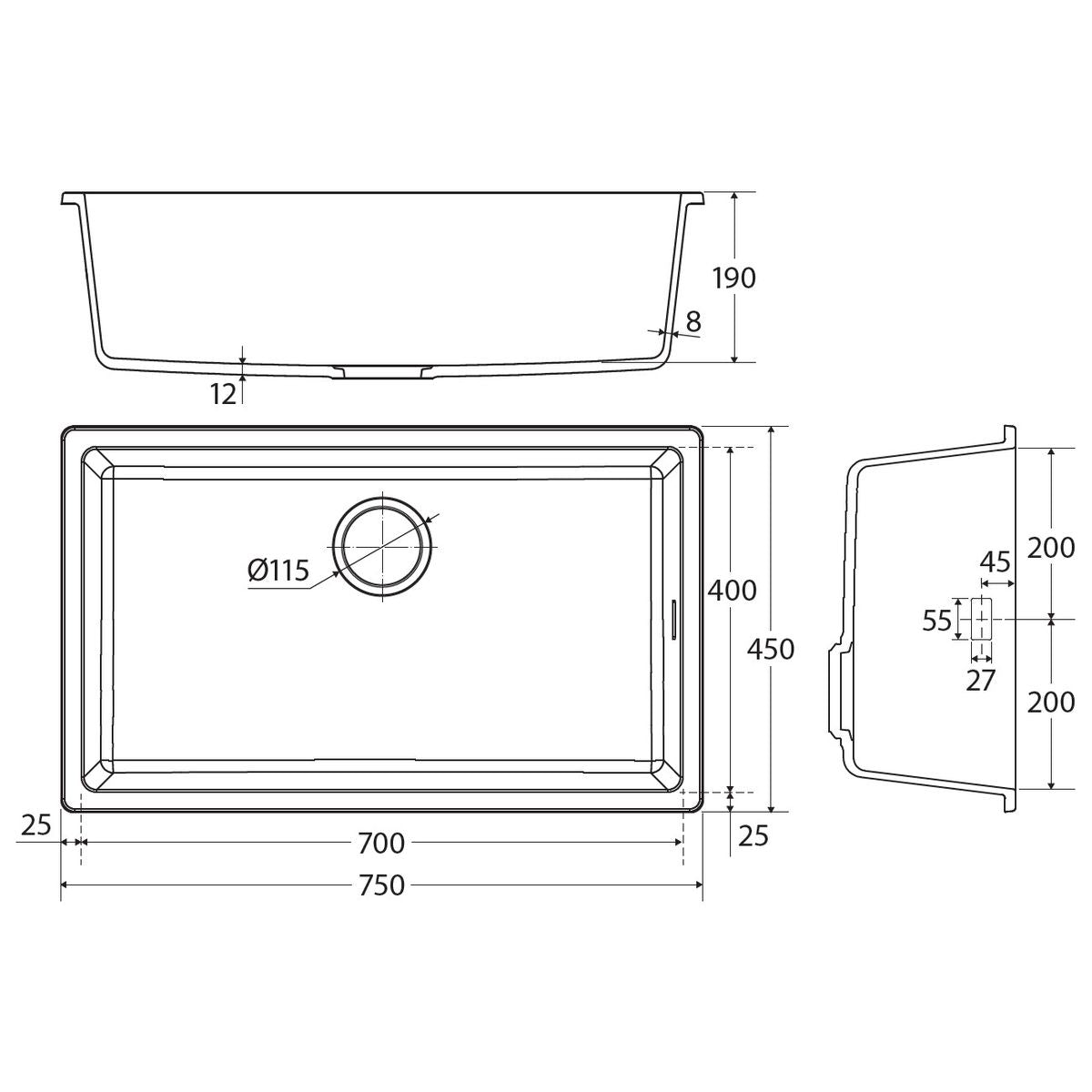 Kuro Granite 53L Single Bowl Kitchen Sink