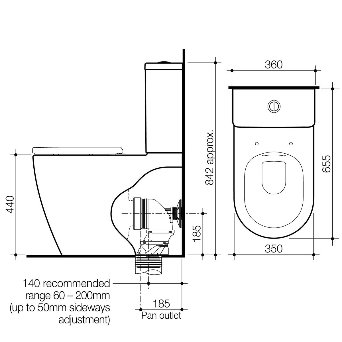 Urbane II CleanFlush Wall Faced Close Coupled Toilet Suite with GermGard - Bottom Inlet