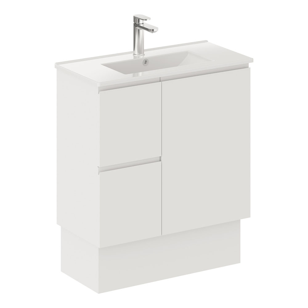 Siska Slim 750 Vanity on Kickboard, Left Drawers - 3 Tapholes