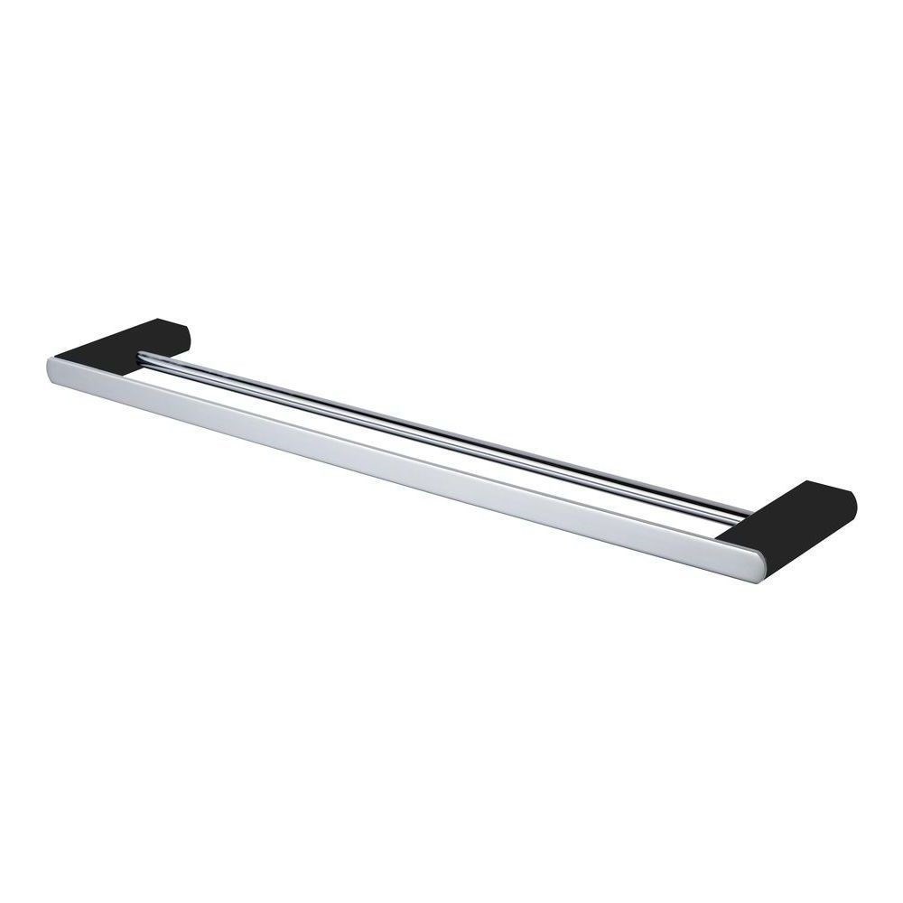 Zoya Double Towel Rail 800mm Chrome & Matte Black