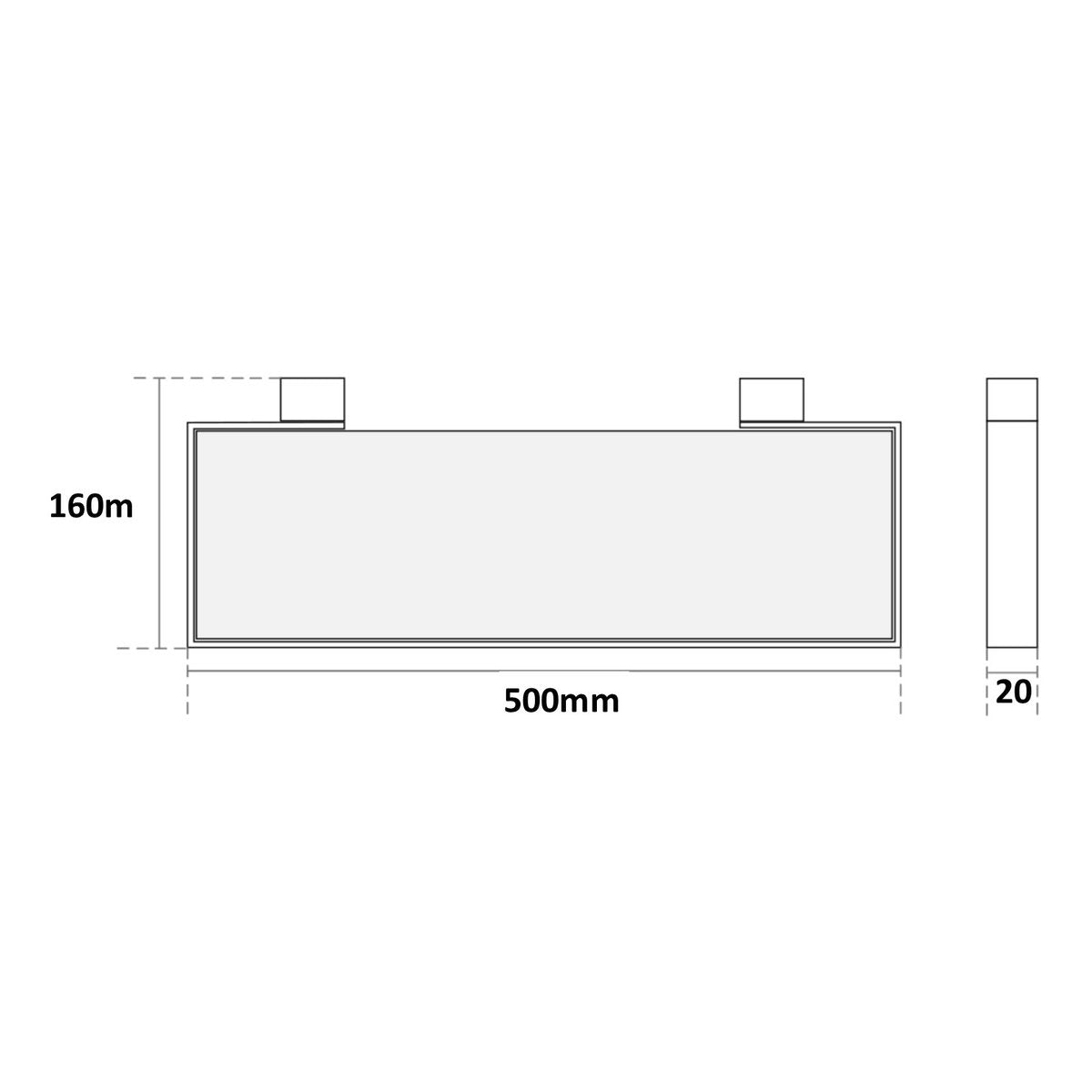 MIllennium Zoya Glass Shelf 500mm, Gun Metal
