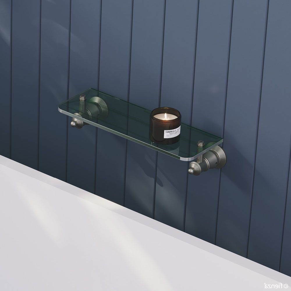 Lillian Glass Shelf, Brushed Nickel