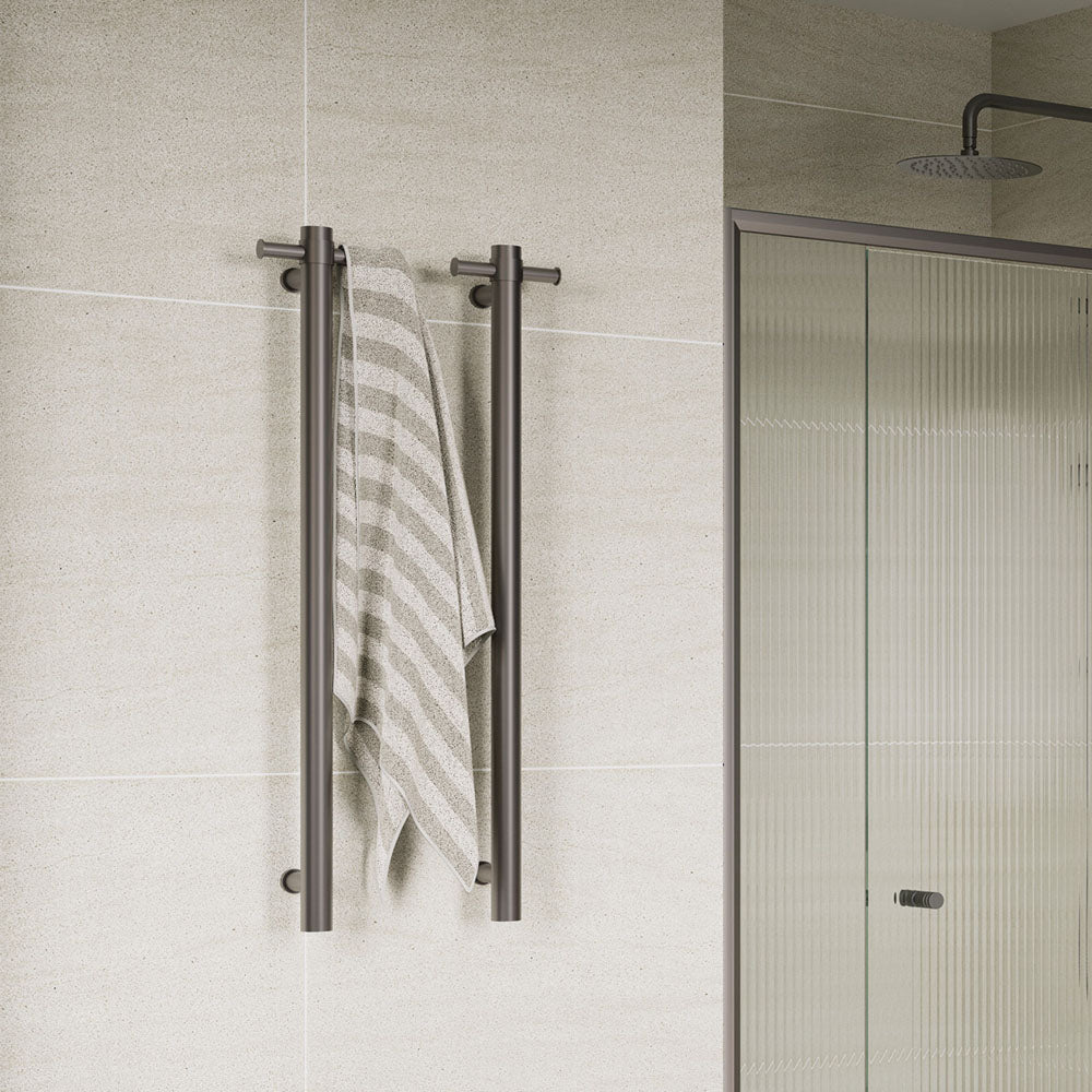 Isabella Vertical Heated Towel Rail 100 x 900mm - Gun Metal