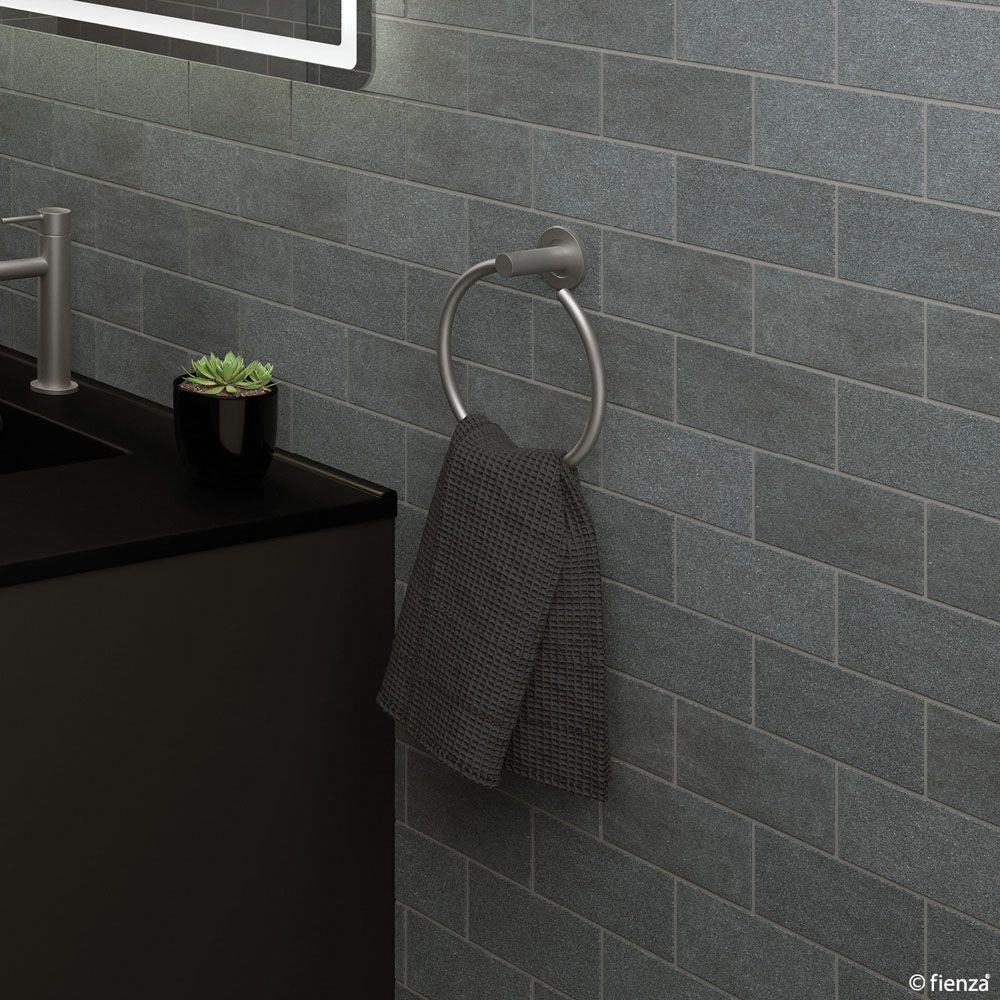 Kaya Hand Towel Ring, Gun Metal