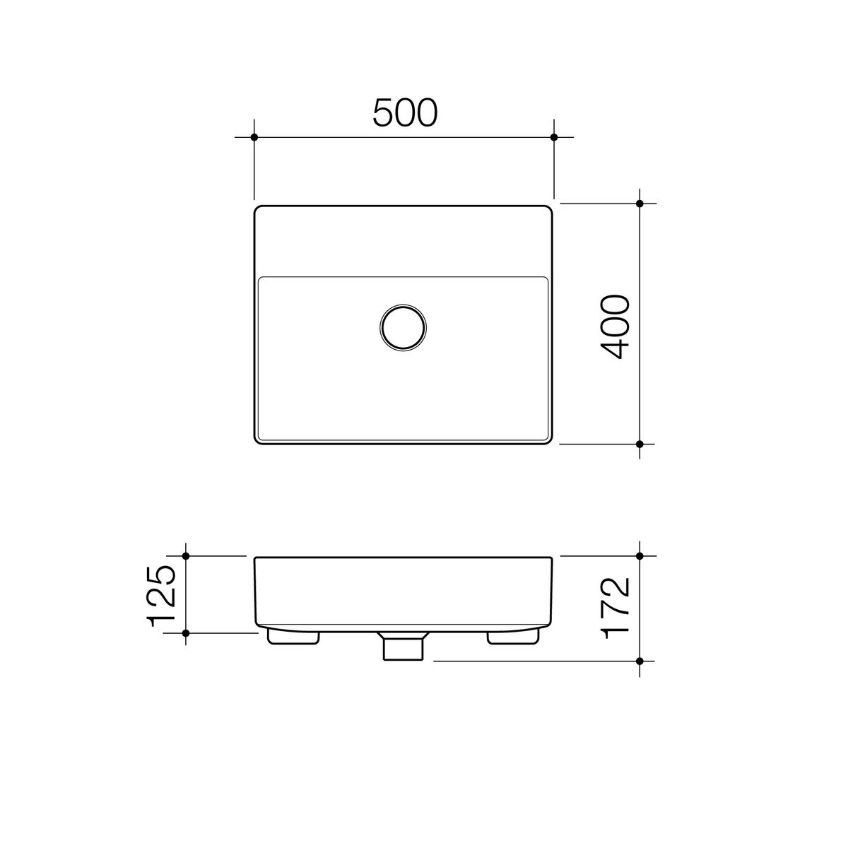 Urbane II Semi Recessed Basin - No Tap Hole