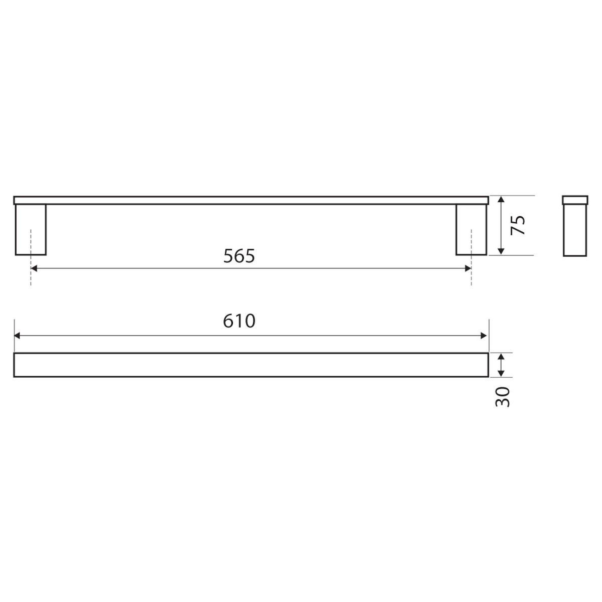 Koko Single Towel Rail, 610mm, Chrome