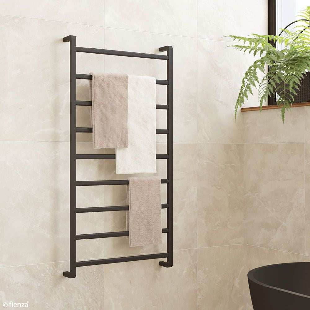 Koko Heated Towel Rail, 600 x 1200mm, Matte Black