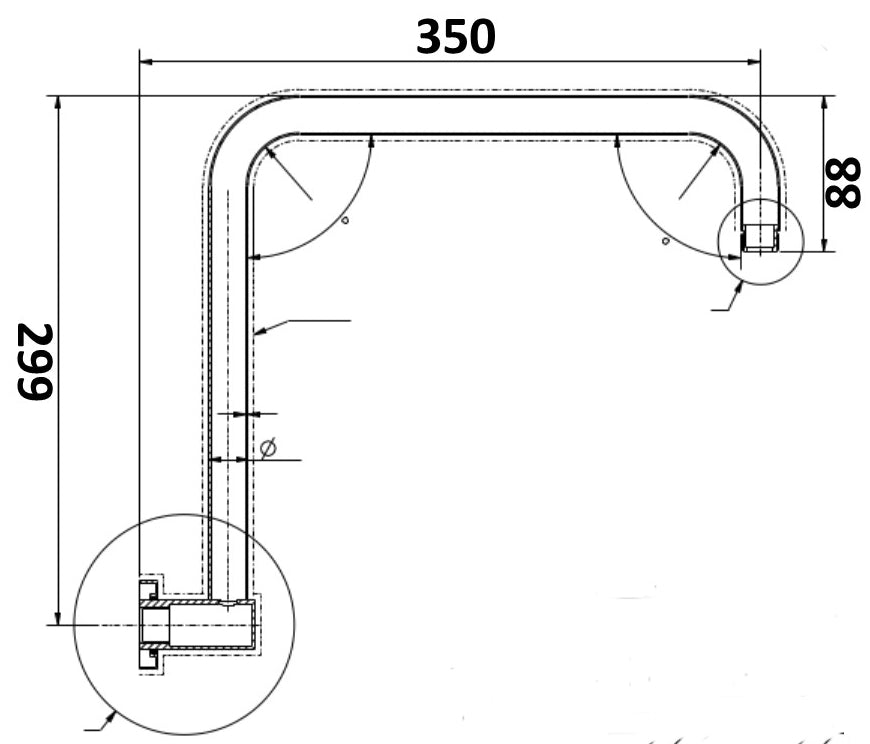 Akemi Hi Rise Shower Arm 350mm Matte Black