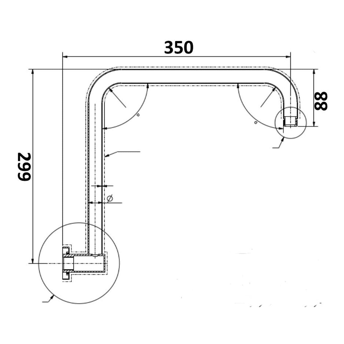 Akemi Hi Rise Shower Arm 350mm Matte Black