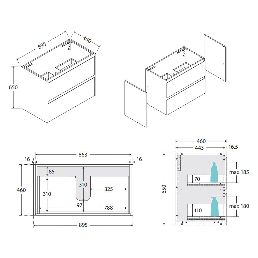 Fienza Amato Industrial 900 Wall-Hung Cabinet