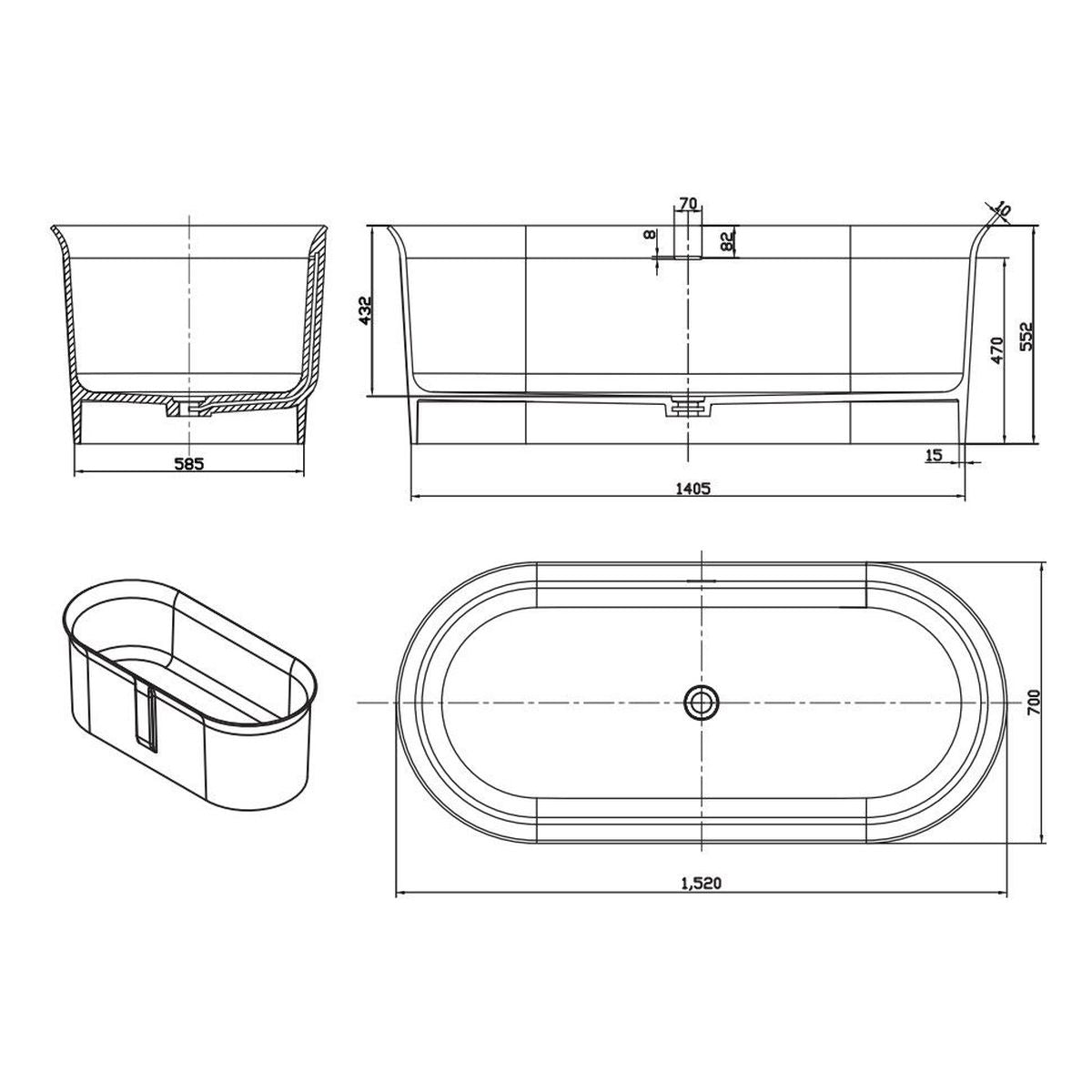 Studio Bagno Blast Freestanding Bath - Matte White