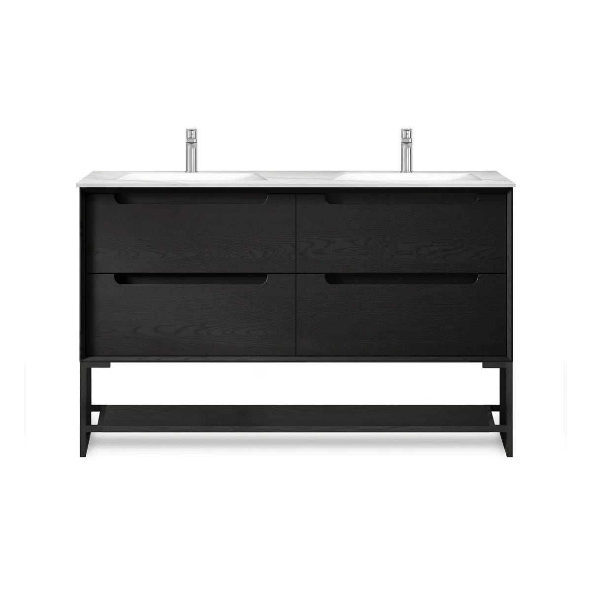 Byron Black Oak Wall Hung Vanity Cabinet Double Bowl 1200mm