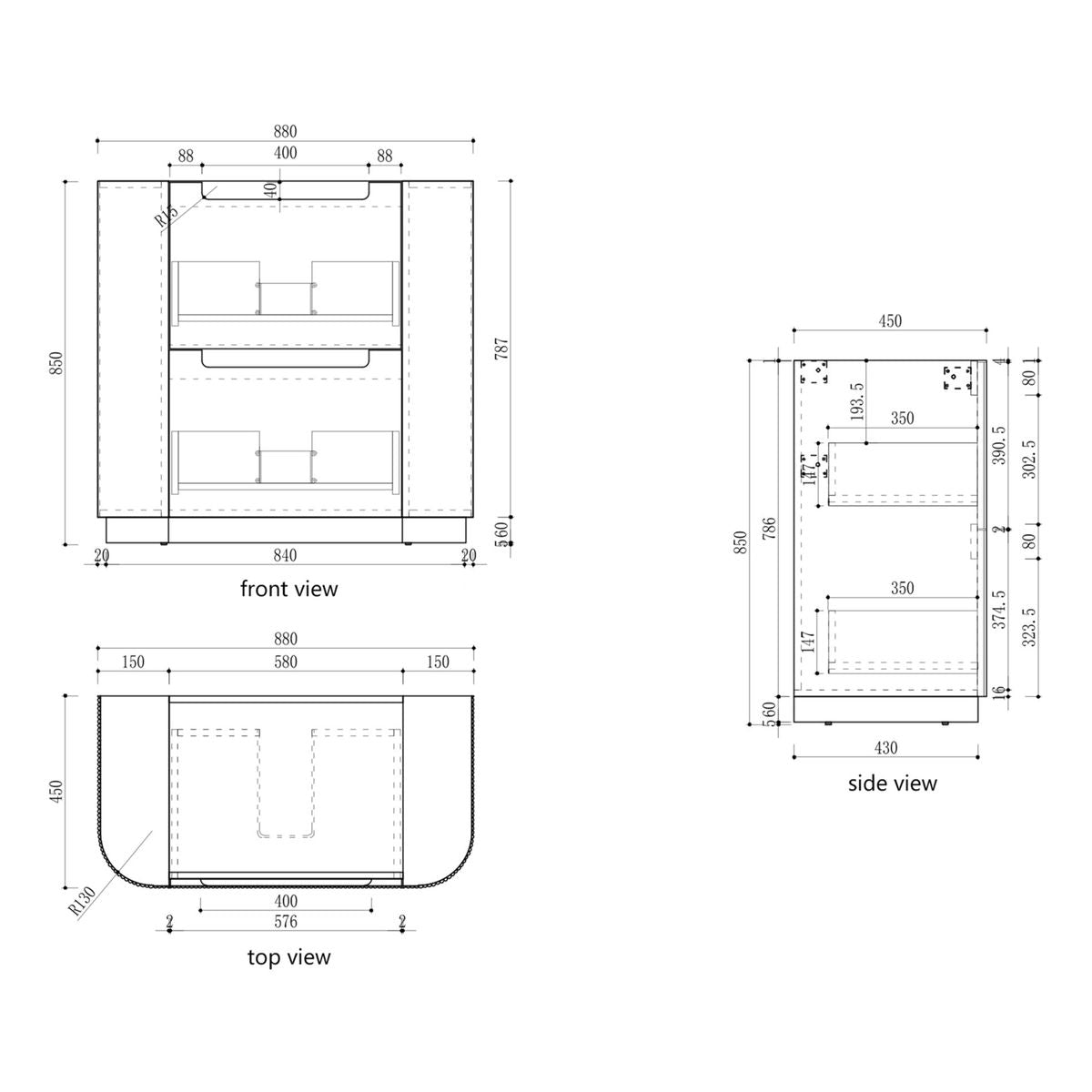 Aulic Curva Floor Standing 900mm Vanity