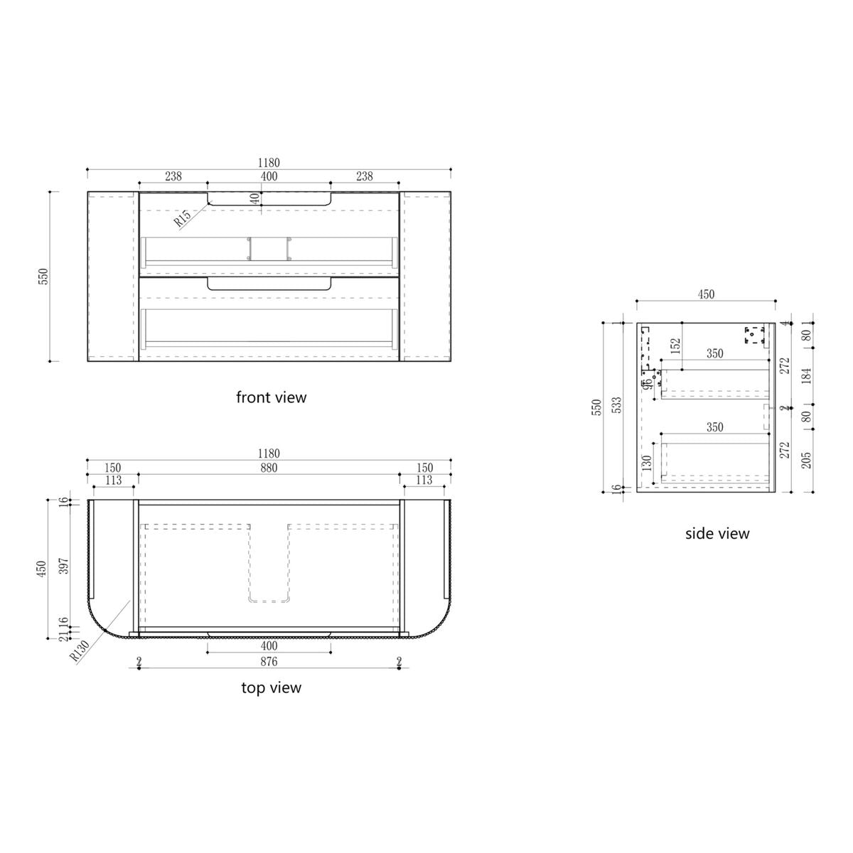 Aulic Varcelli Tier Wall Hung 1200mm Vanity