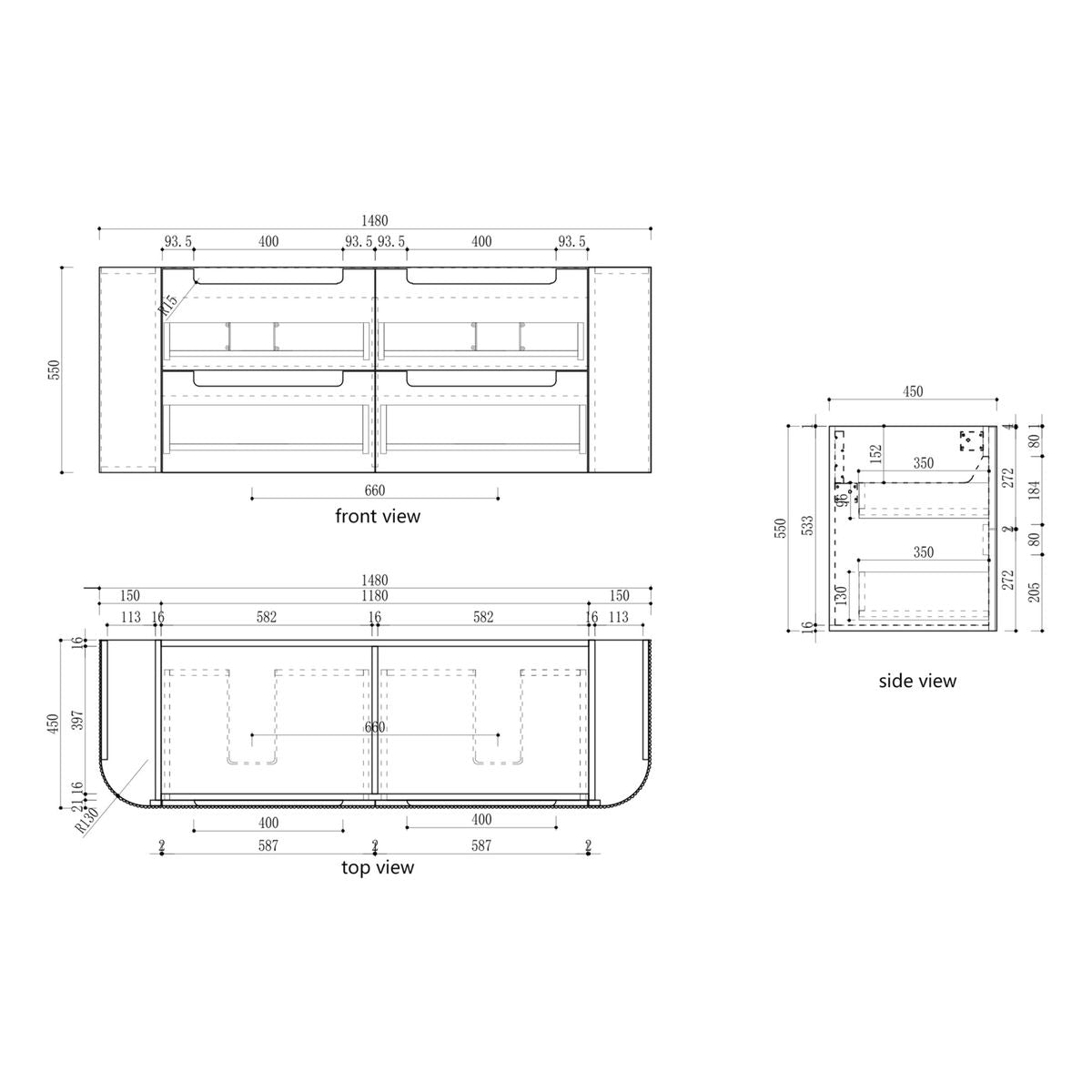Aulic Varcelli Tier Wall Hung 1500mm Vanity