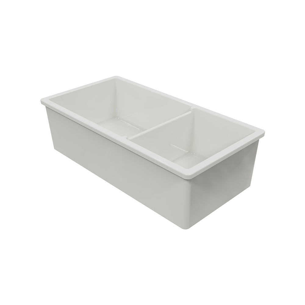 Cuisine 93 x 48 One and a Half Bowl Inset / Undermount Fine Fireclay Matte White Sink
