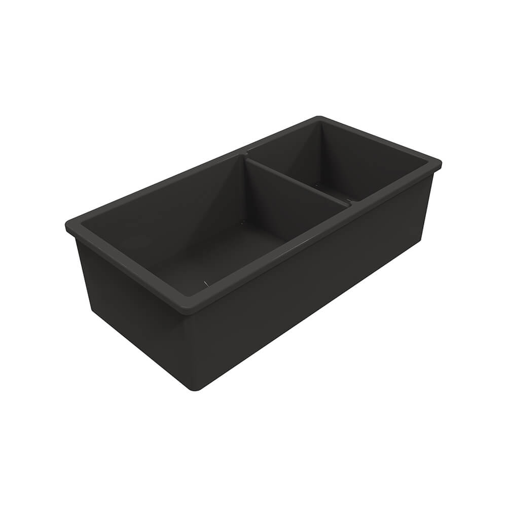 Cuisine 93 x 48 One and a Half Bowl Inset / Undermount Fine Fireclay Matte Black Sink