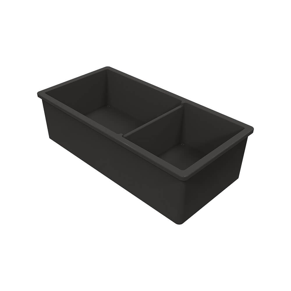 Cuisine 93 x 48 One and a Half Bowl Inset / Undermount Fine Fireclay Matte Black Sink