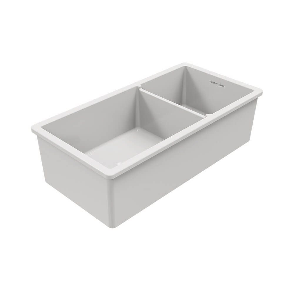 Cuisine 93 x 48 One and a Half Bowl Inset / Undermount Fine Fireclay Gloss White Sink