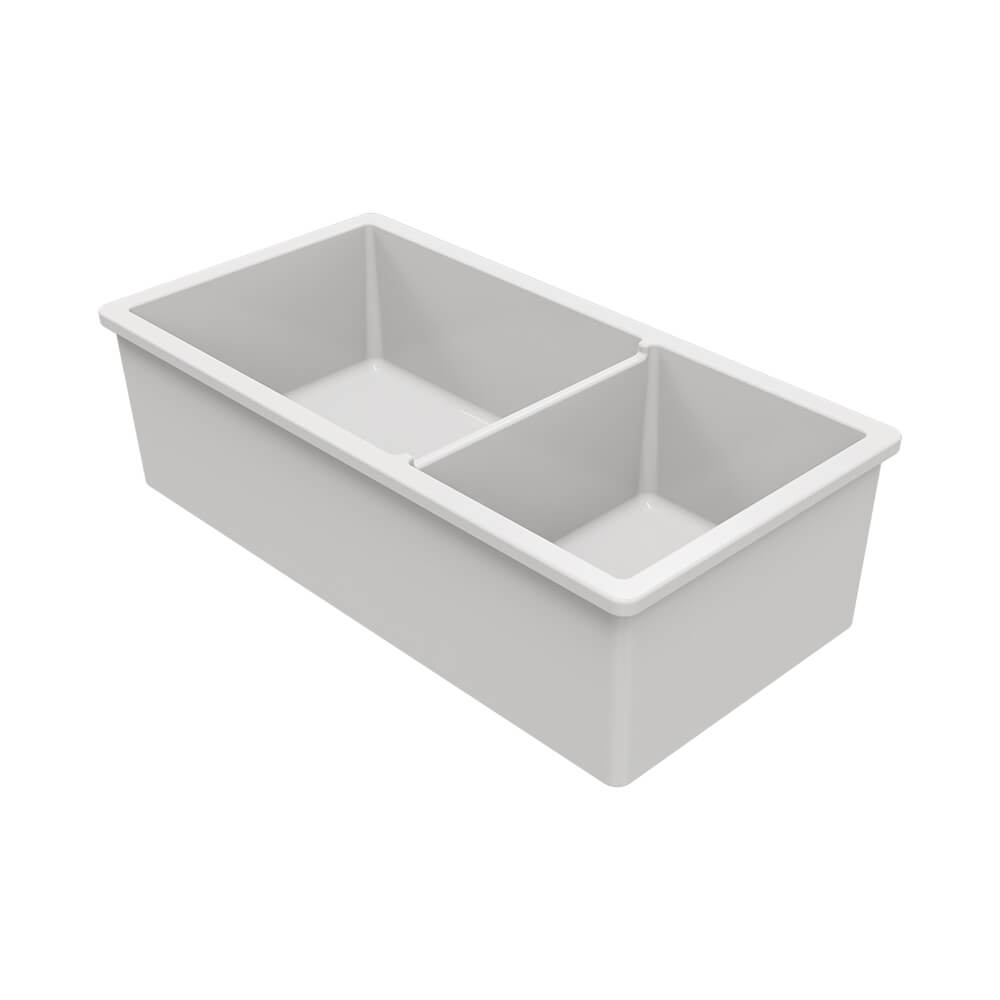 Cuisine 93 x 48 One and a Half Bowl Inset / Undermount Fine Fireclay Gloss White Sink