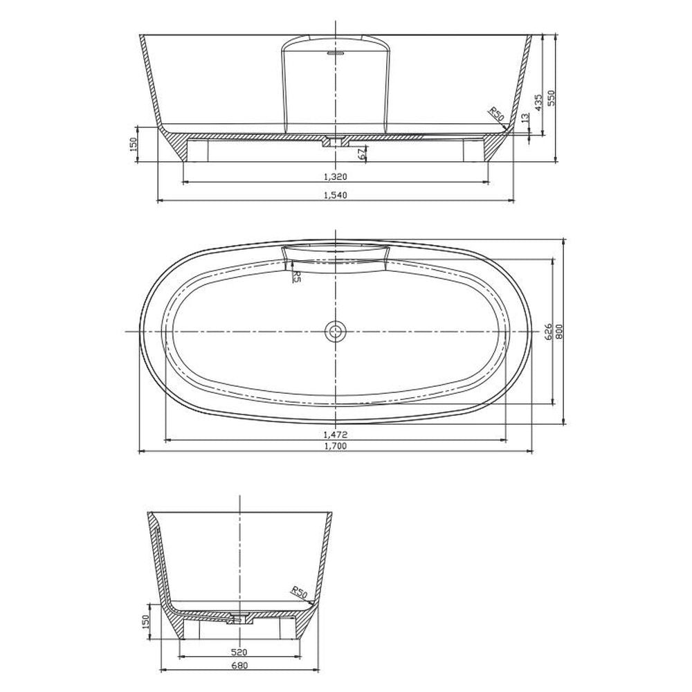 Studio Bagno Decus Freestanding Bath - Semi Gloss White