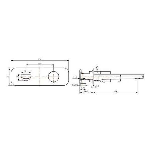 Finesa Wall Basin/Bath Mixer 10719BCP Black & Chrome