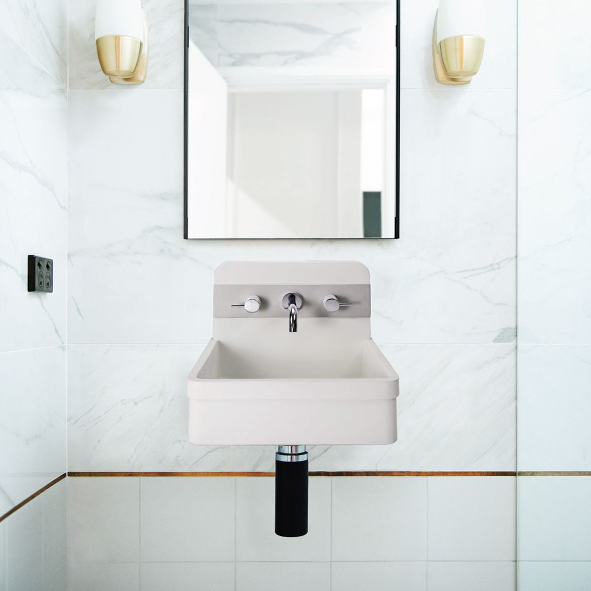 Nood Wall Mount Herbert Basin in Two Tone in Morning Mist