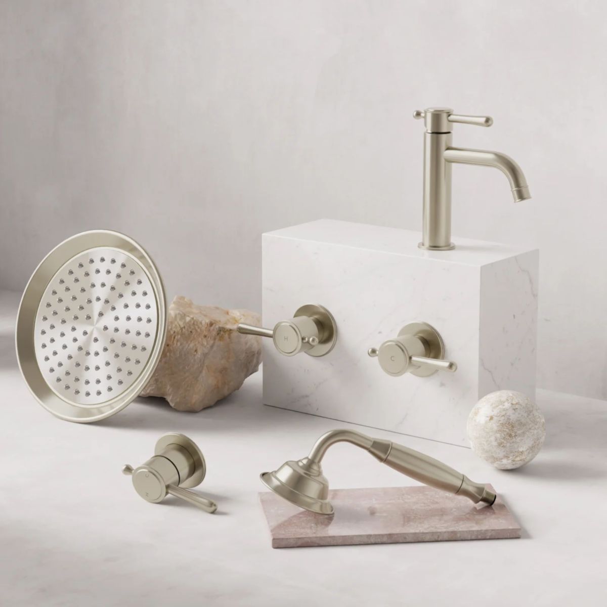 Meir Harrington Shower Mixer Finished Parts, Brushed Nickel
