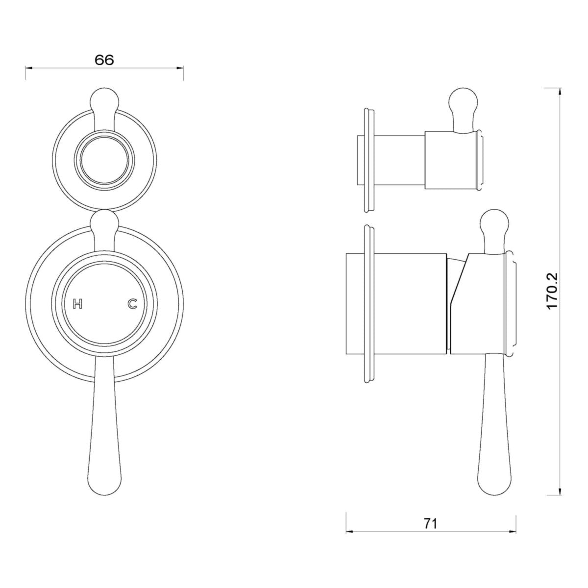 Meir Harrington Shower Divertor Mixer Finished Parts, Brushed Nickel