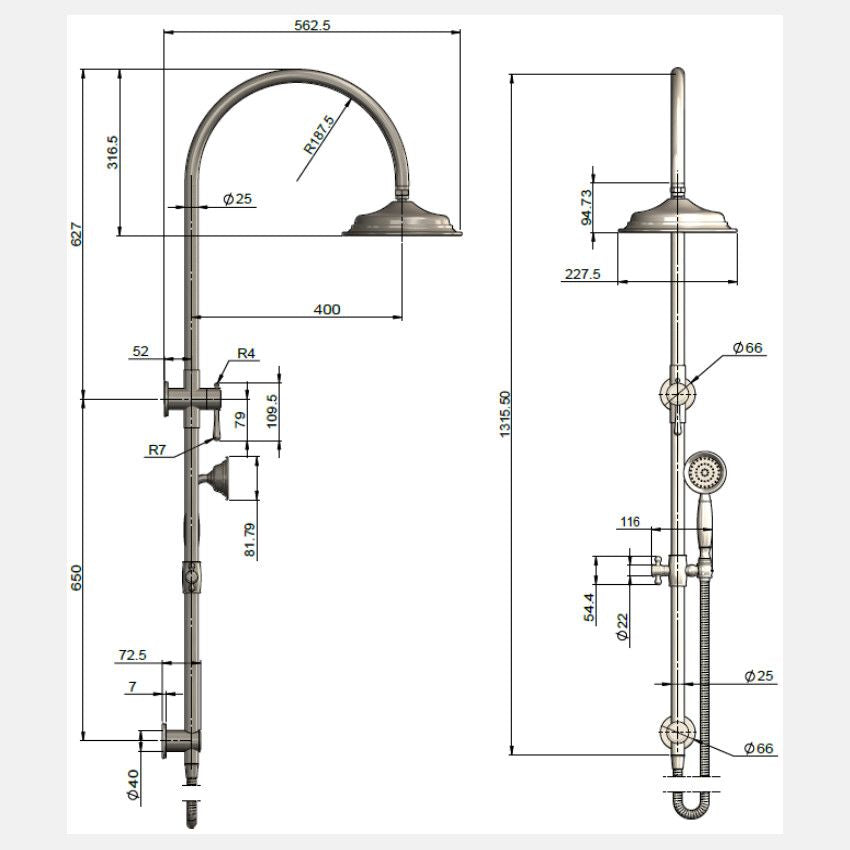 Harrington Combination Shower Rail Set