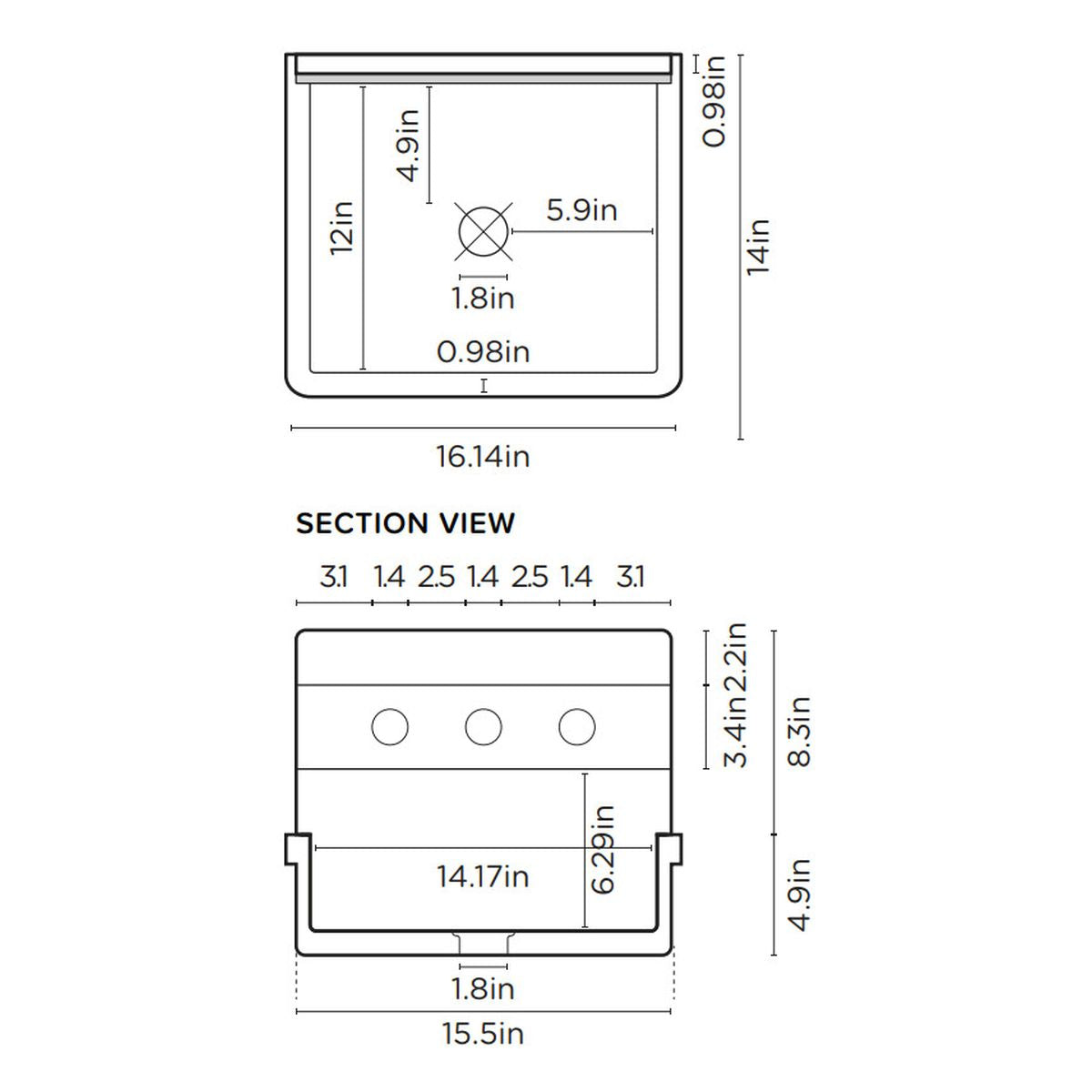 Nood Surface Mount Herbert Basin in Two Tone in Mint