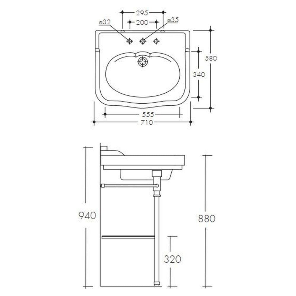 Studio Bagno Impero 70 Console - 1 Taphole