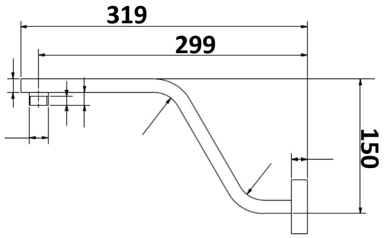 Kiato Raised Wall Arm 320mm Matte Black