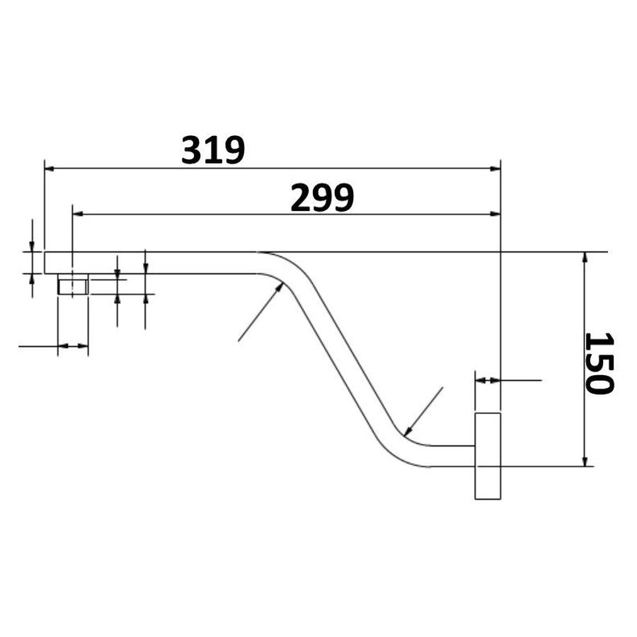 Kiato Raised Wall Arm 320mm Matte Black