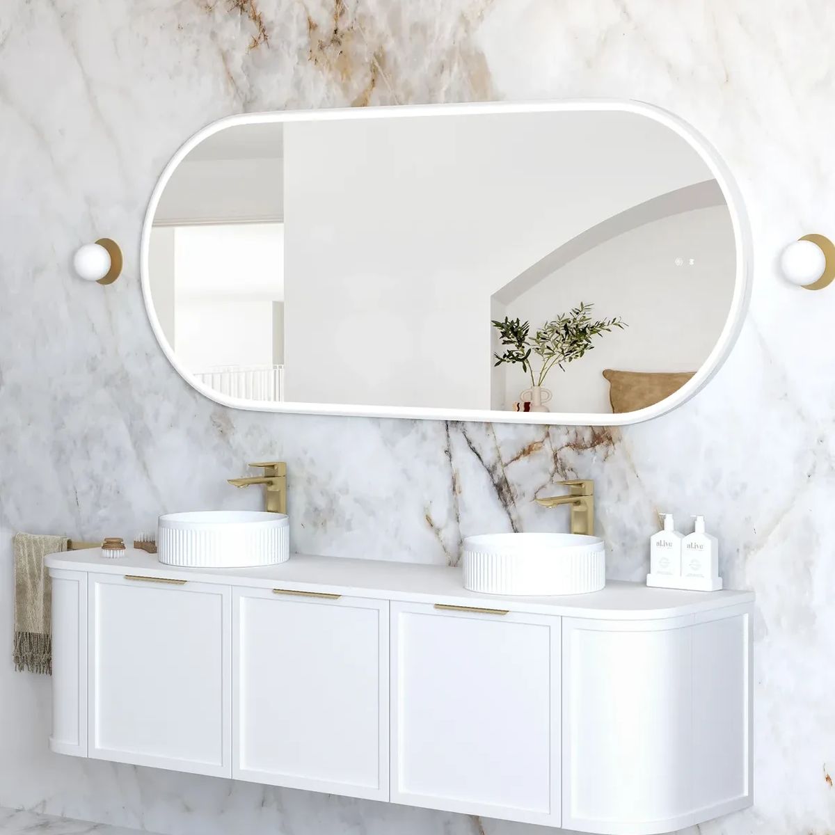 Otti LED Noosa 1800(W)x750(H) White Metal Frame Mirror