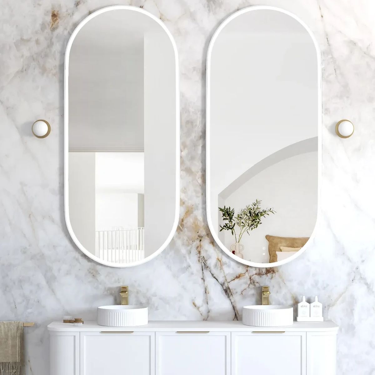 Otti LED Noosa 1800(W)x750(H) White Metal Frame Mirror