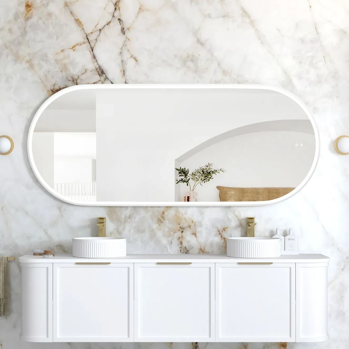 Otti LED Noosa 1800(W)x750(H) White Metal Frame Mirror