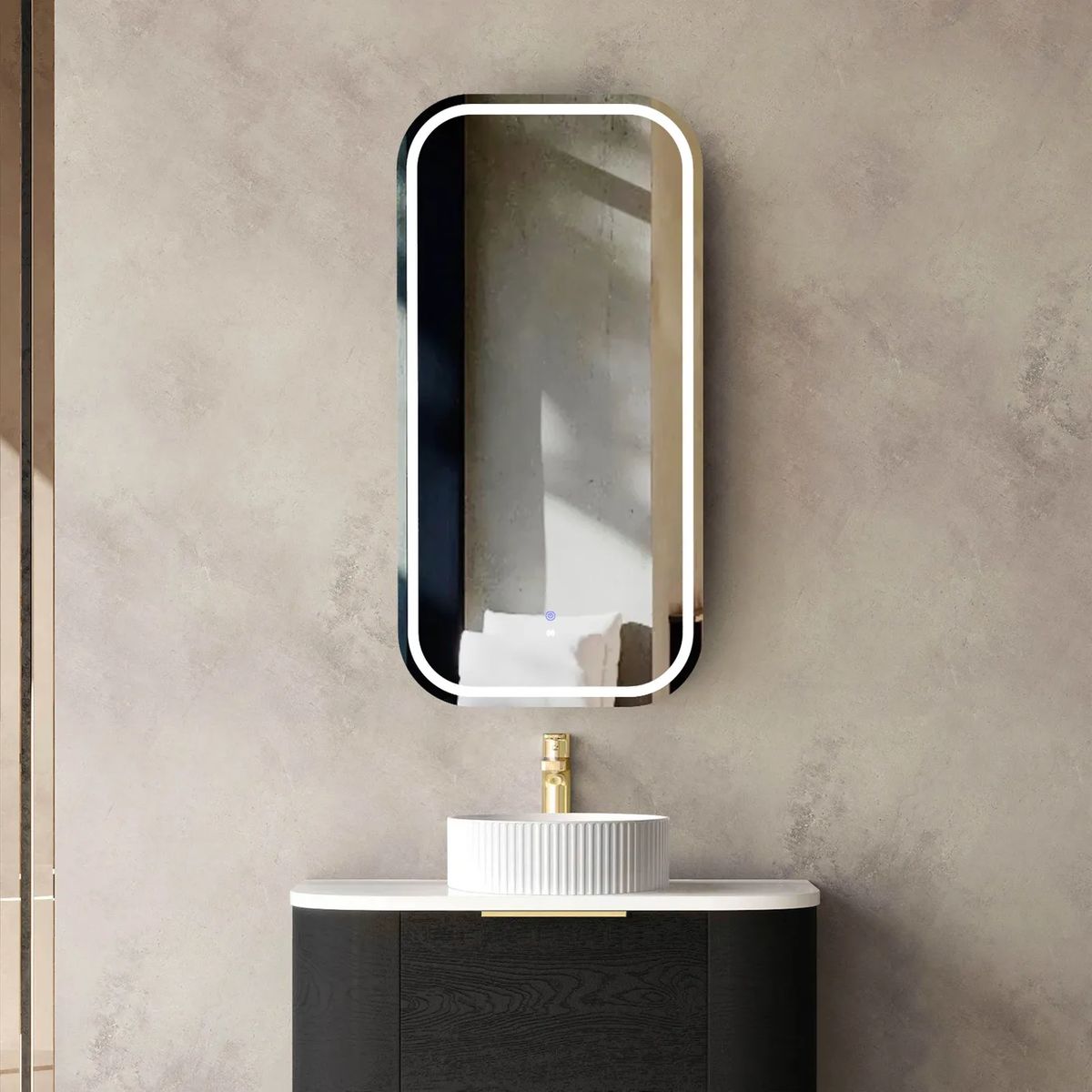 Otti LED Newport 900x450 Black Oak Shaving Cabinet - Premium Edition