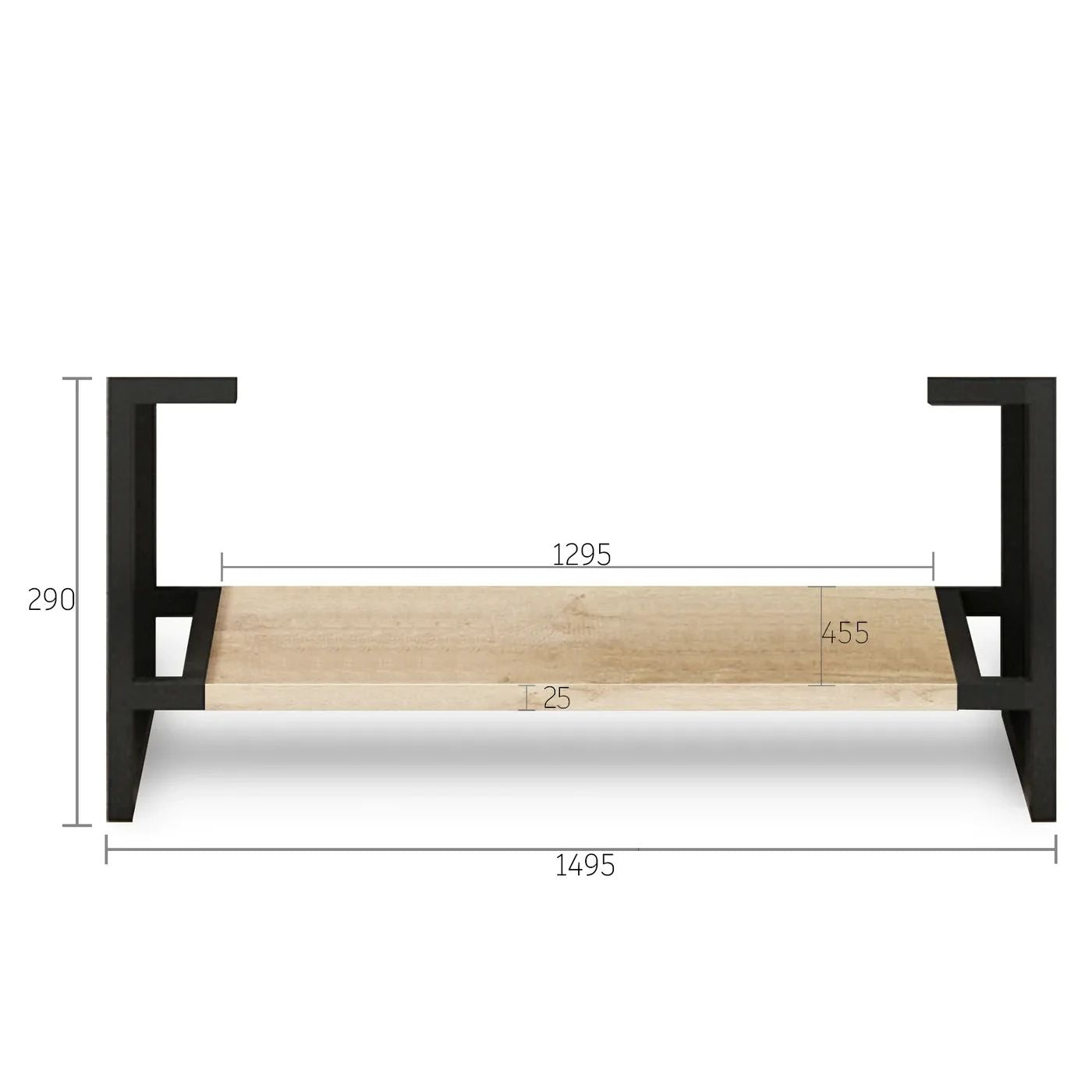 Otti Byron Leg With Shelf 1500mm (Leg Only) - Natural Oak