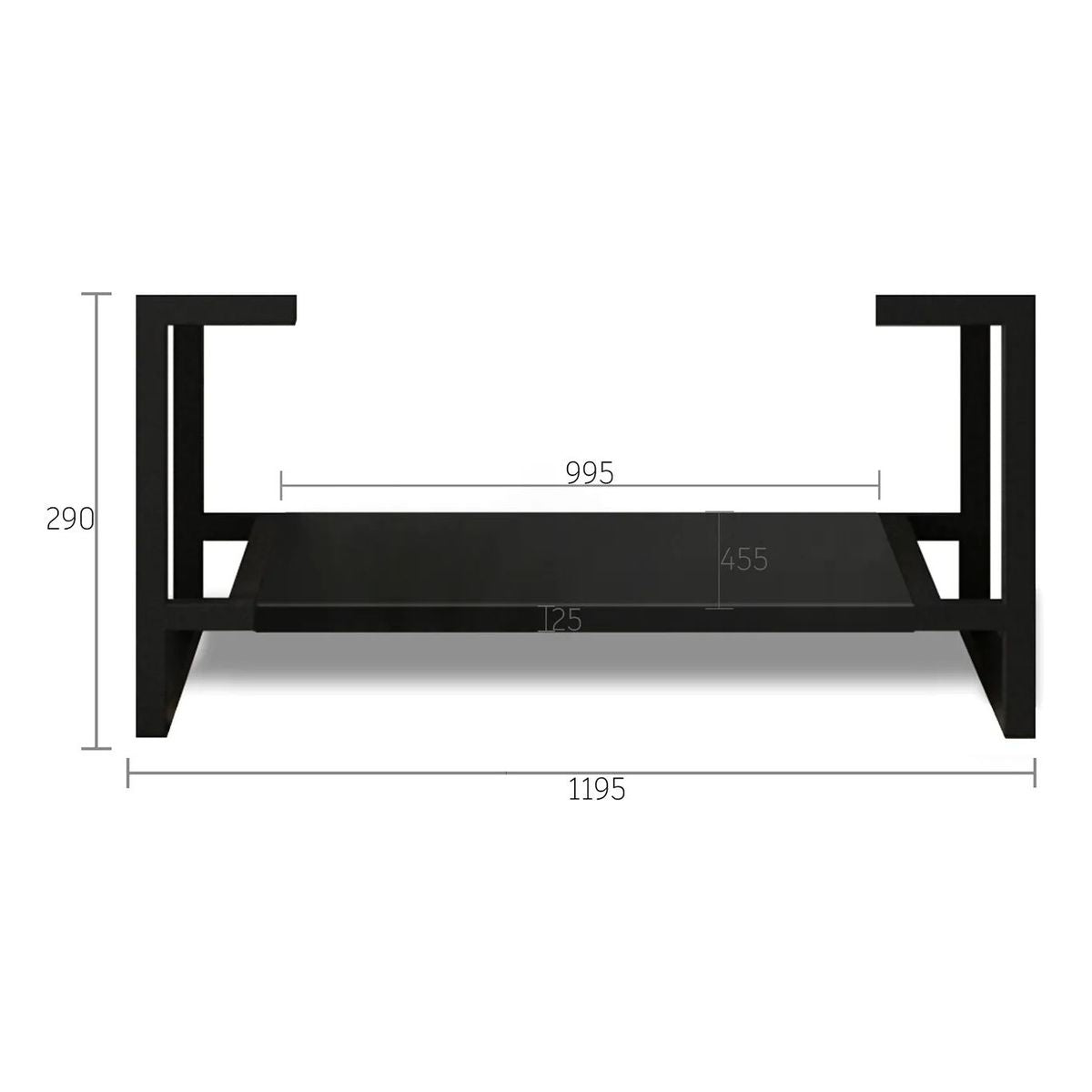 Otti Leg Marlo 1200X450 Matte Black - (Leg Only)